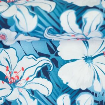 Piquejersey Malta Blüten auf Blau Swafing